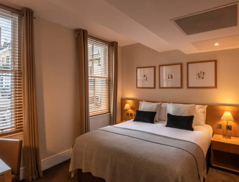 The Resident Kensington Double Bedroom inside a 4 star hotel london.