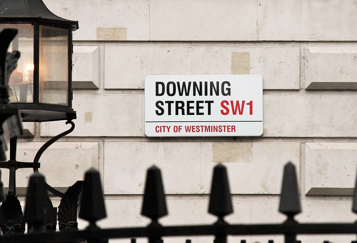 Downing Street sign in Westminster