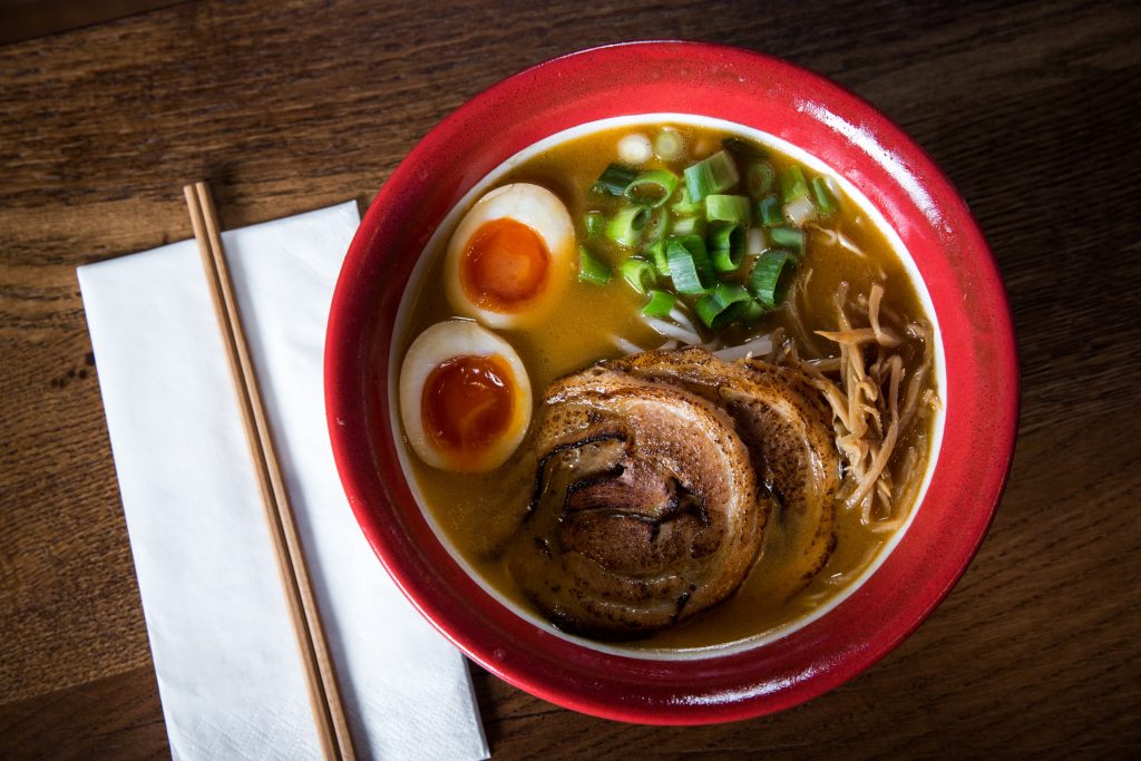 A bowl of ramen, served by Bone Daddies.