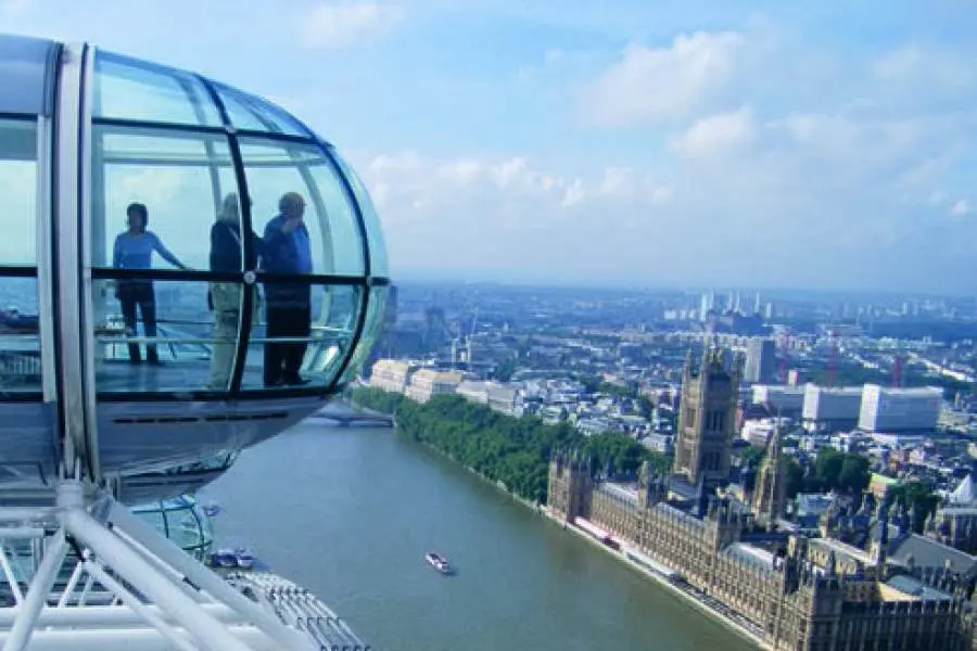 People riding inside the Coca-Cola London Eye