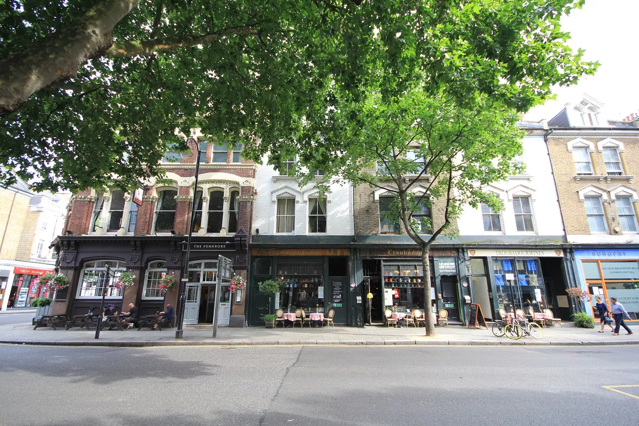 A row of shops in Kensington.