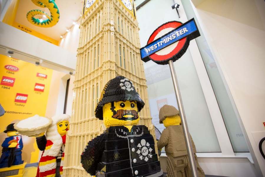 A lego display of Westminster at the Lego Store Leicester Square