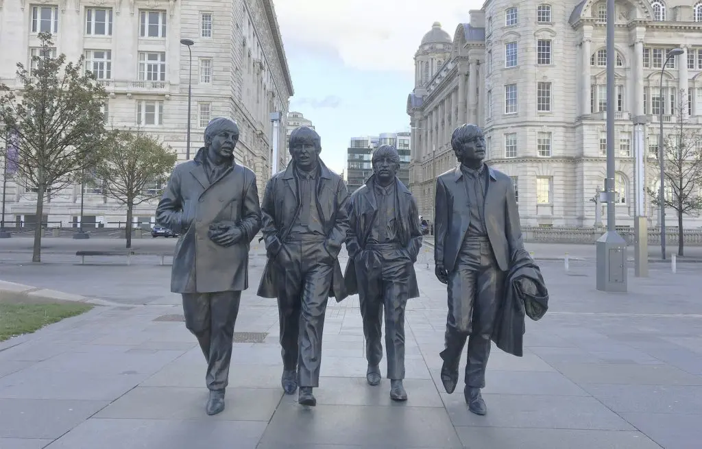 A statue of the band Beatles, in Liverpool.
