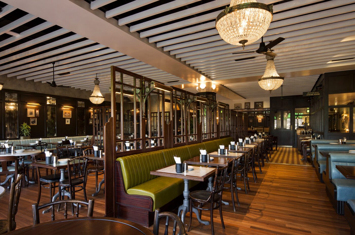 the hallway interior of Dishoom Edinburgh: an Indian restaurant