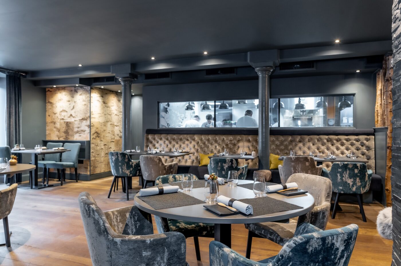 The interior of a michelin star restaurant in Edinburgh: The Kitchin