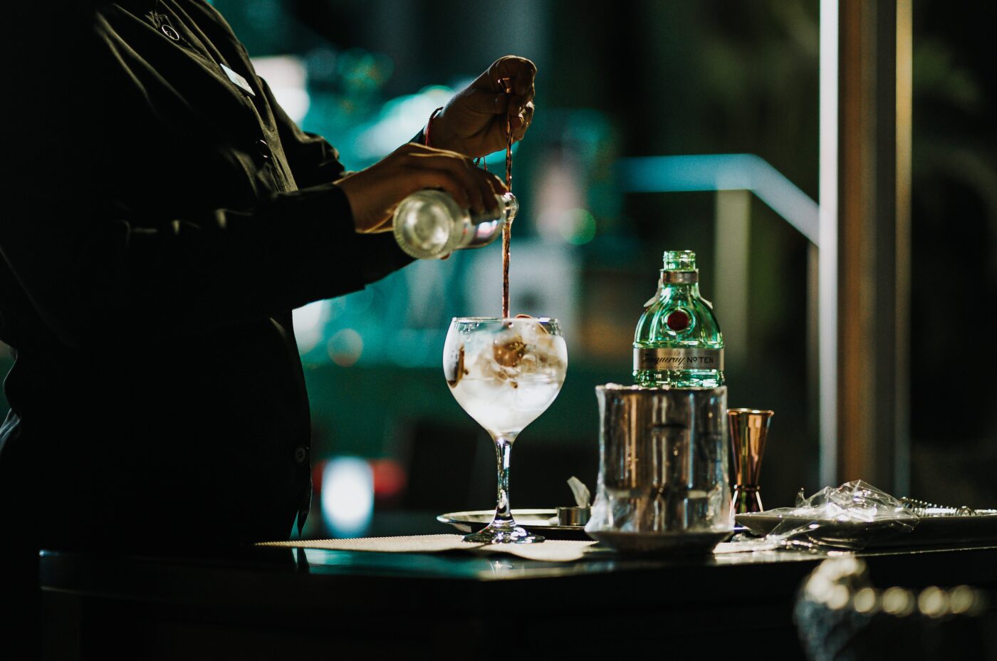Gin being powered into glassware