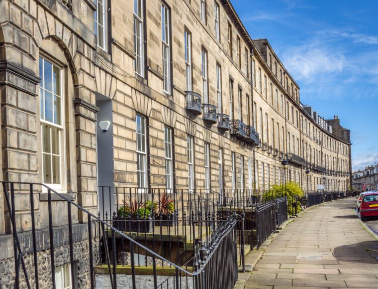 Town Houses in New Town, Edinburgh. The setting of Dexter's flat in Netflix One Day.