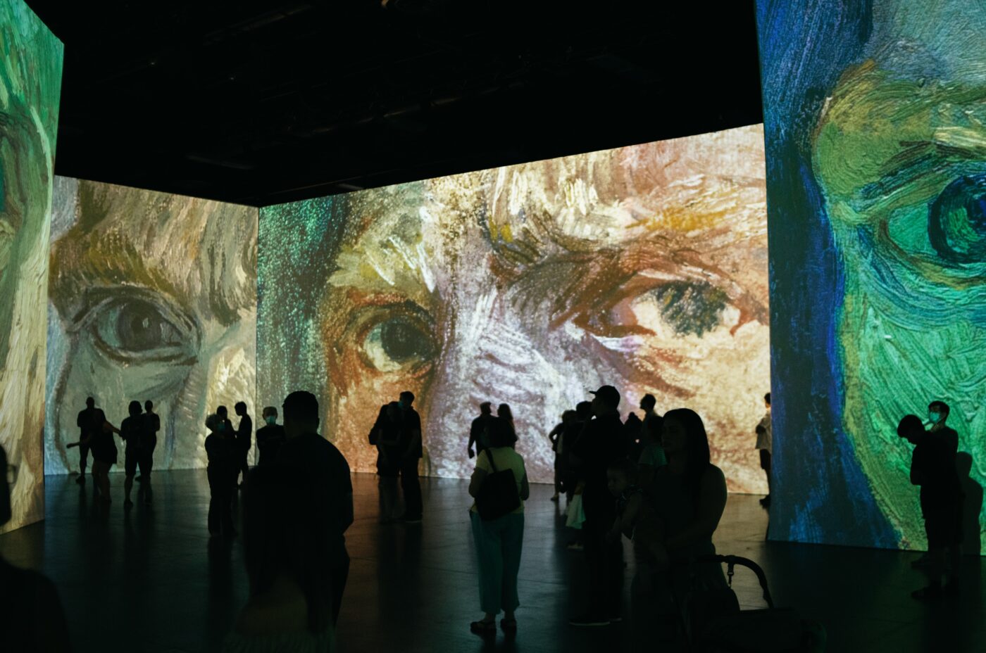 Projected art immersive experience showcasing Van Goeh
