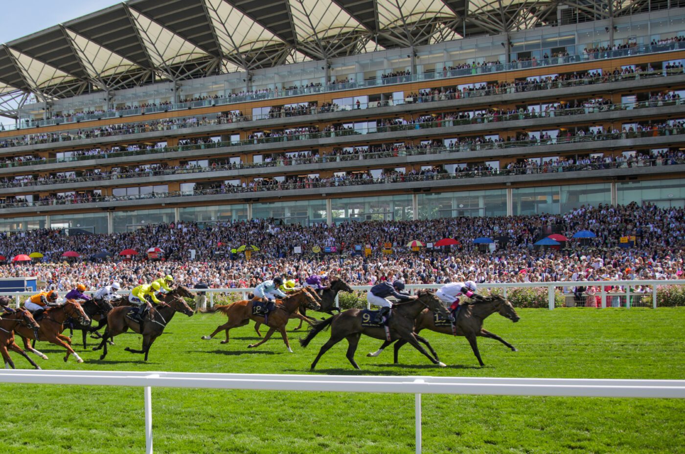 The finishing line of the Albany Stakes at Royal Ascot