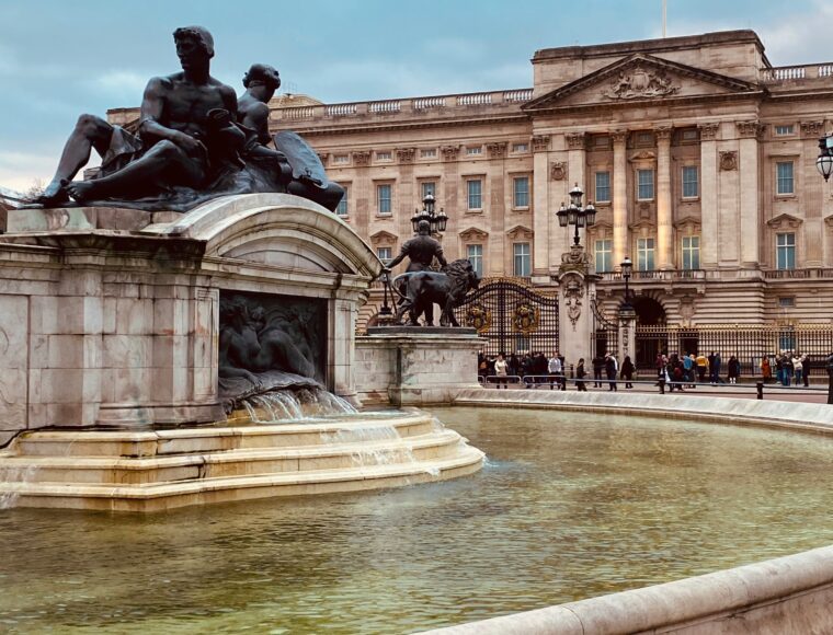 Buckingham Palace exterior and water fountain ahead of the summer opening of the state rooms