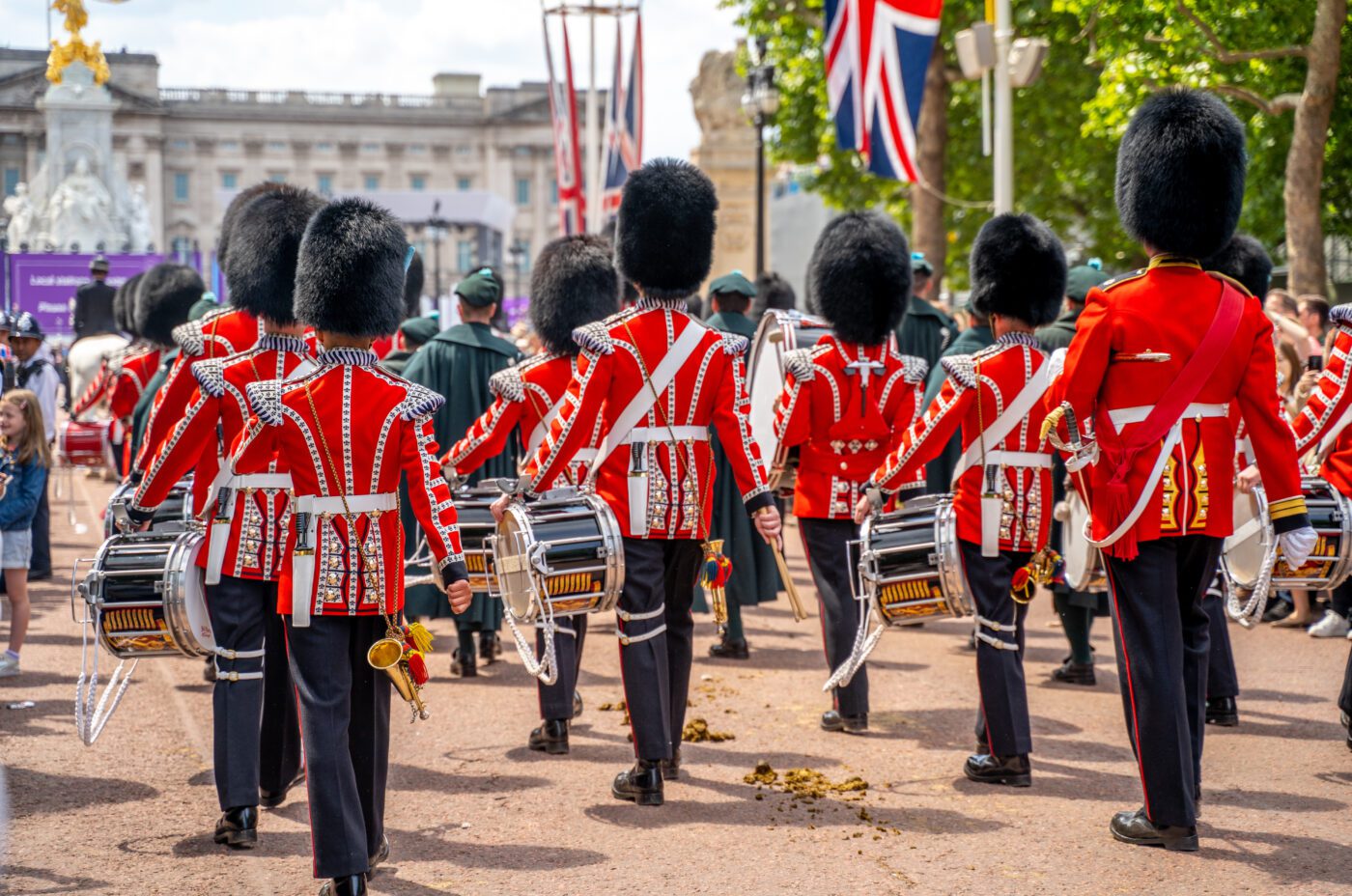 Queens Guards at the Trooping of the Colour at Buckingham Palace, London