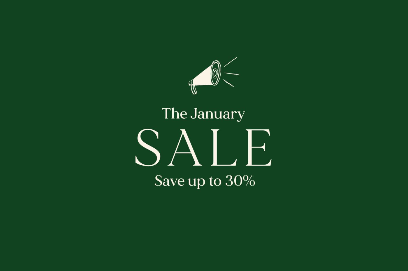 Dark green background with a small megaphone icon above the text: 