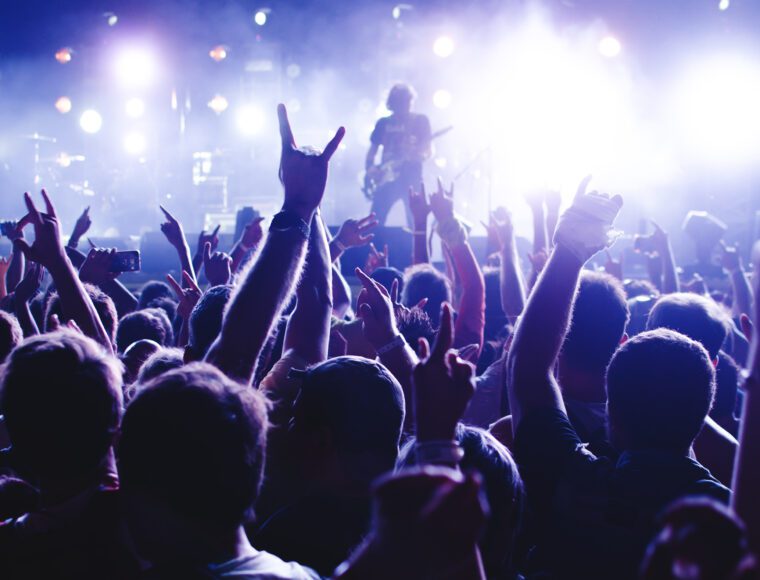 A crowd of people at a AC/DC concert in Edinburgh